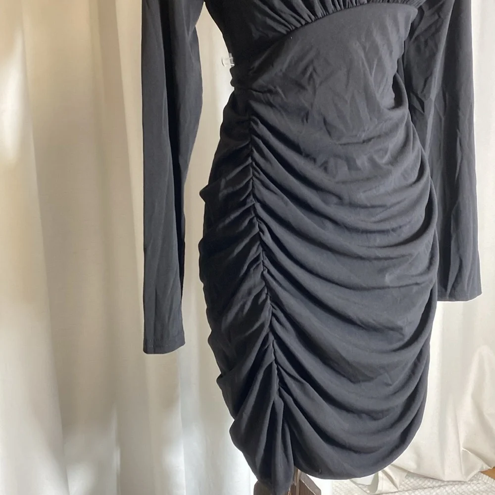 NWT ZARA BALCK DRAPED MINI DRESS/ZARA MINI LONG SLEEVE PARTY DRESS Size L